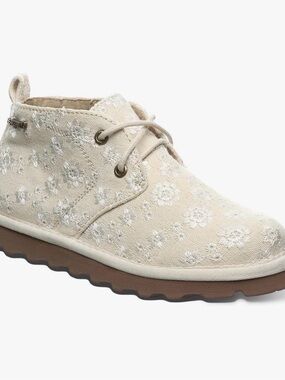 BearPaw Kids Cream Floral Canvas Ankle Boots